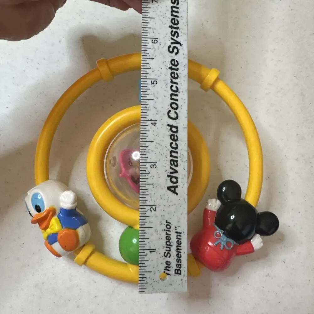 1985 Disney Baby Rattle Ball Ring Toy Vintage Mickey Donald Pluto Shapes‎
